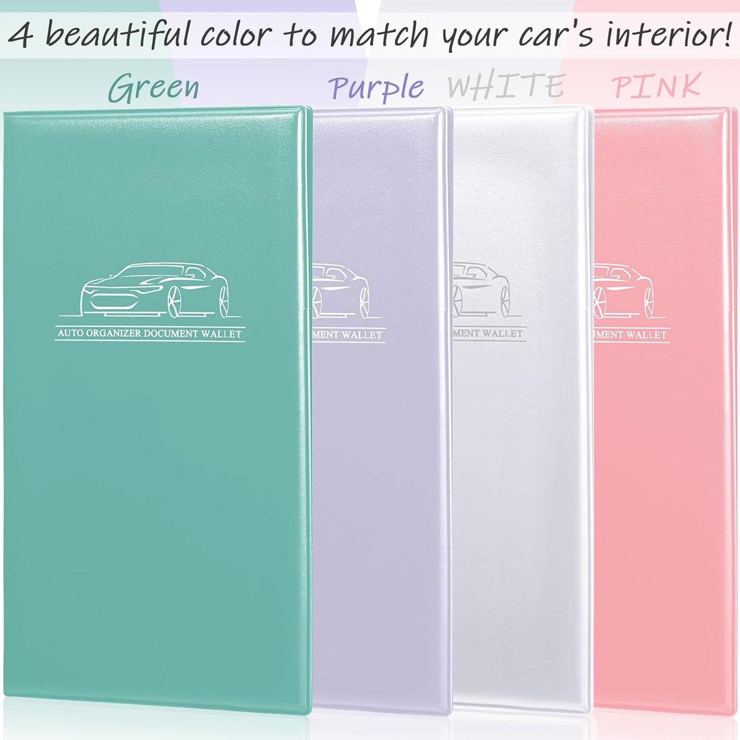4 Pcs Car Registration and Insurance Card Holder, Automobile Essential Documents Wallet, Glove Box Oganizer for Car, Auto, Trailer, Truck (Brown, Red, Black, Blue)