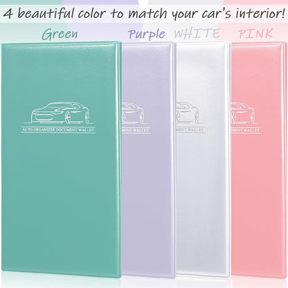 4 Pcs Car Registration and Insurance Card Holder, Automobile Essential Documents Wallet, Glove Box Oganizer for Car, Auto, Trailer, Truck (Brown, Red, Black, Blue)
