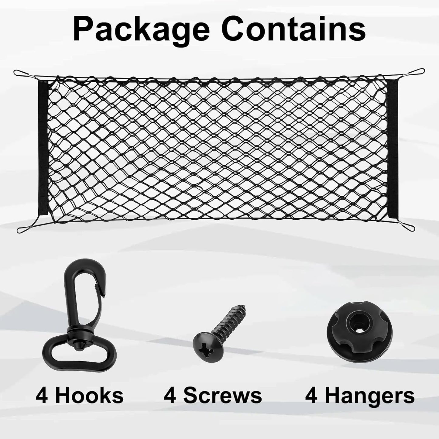 Cargo Net, Premium Dual-Layer Nylon Cargo Net for SUV, Automotive Exterior Accessories, Adjustable Elastic Trunk Net with Hook, Car Accessories for SUV, Truck, Pickup (35.4x15.7 Inch)