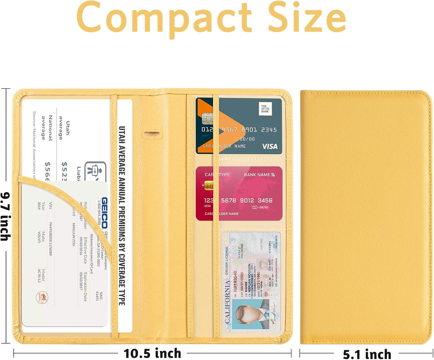 CoBak Car Registration and Insurance Holder - Vehicle Glove Box Car Organizer,Auto Truck Comparment Accessories Case with Magnetic Closure for Driver License,Cards - Colors A