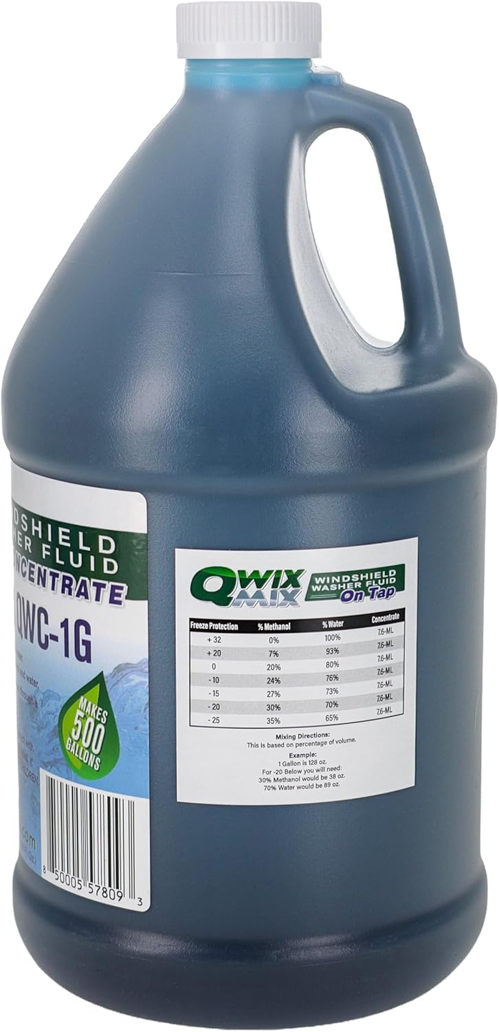 Qwix Mix Windshield Washer Fluid Concentrate, 1 Bottle Makes 32 Gallons, 1/4 oz. Makes 1 Gallon 100% Biodegradable