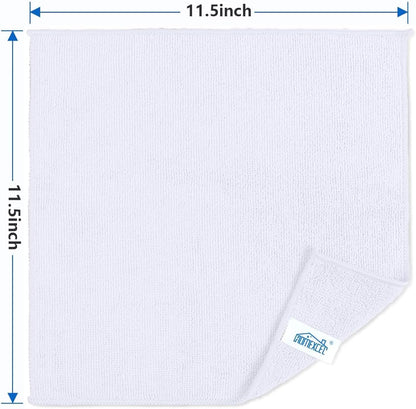 HOMEXCEL Microfiber Cleaning Cloth 210GSM, Pack of 12, Size:11.5" x 11.5", Ultra-Soft, High-Density Non-Abrasive Cleaning Towels for Cars, Glass, Kitchen, Reusable Rags, Blue/Green/Yellow/Pink