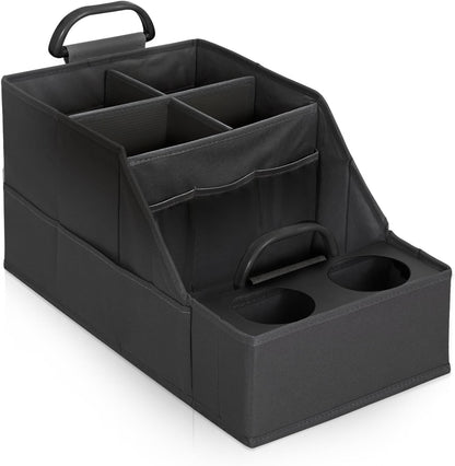 MULISOFT Car Seat Organizer- Backseat Car Organizer with 11 Storages Compartments and 2 Cup Holders, Organizers and Storage, Front Seat for Travel Kids,Black