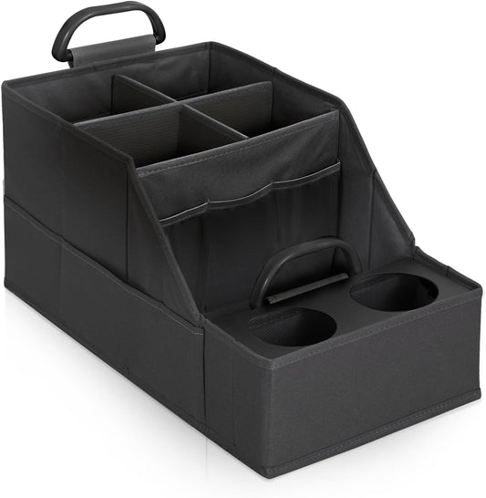 MULISOFT Car Seat Organizer- Backseat Car Organizer with 11 Storages Compartments and 2 Cup Holders, Organizers and Storage, Front Seat for Travel Kids,Black