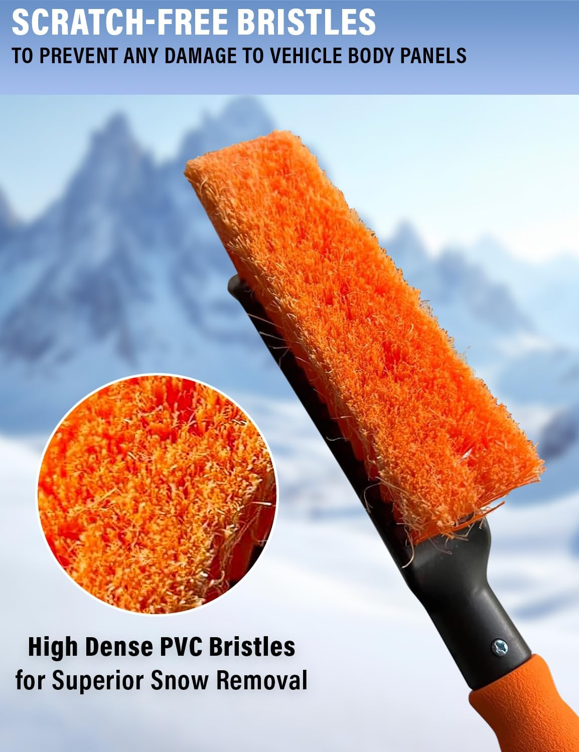 Autovir 27" Snow Brush and Ice Scrapers for Car Windshield (1 Pack), Window Ice and Snow Scraper with Ergonomic Foam Grip, Snow Windshield Scraper with Aluminum Body, Winter Car Accessories (Green)