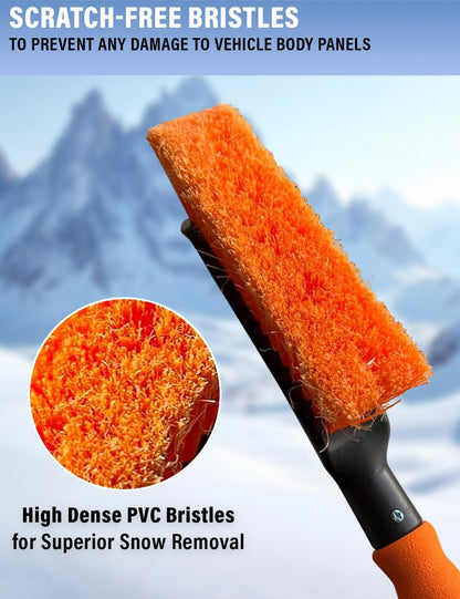 Autovir 27" Snow Brush and Ice Scrapers for Car Windshield (1 Pack), Window Ice and Snow Scraper with Ergonomic Foam Grip, Snow Windshield Scraper with Aluminum Body, Winter Car Accessories (Green)