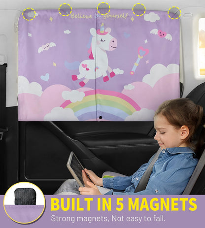 Car Window Shades, 2 PCS Magnetic Double Layer Auto Sun Shade for Side Windows Privacy Full Covers/Half Shade Options Back Car Window Curtains for Baby Protection