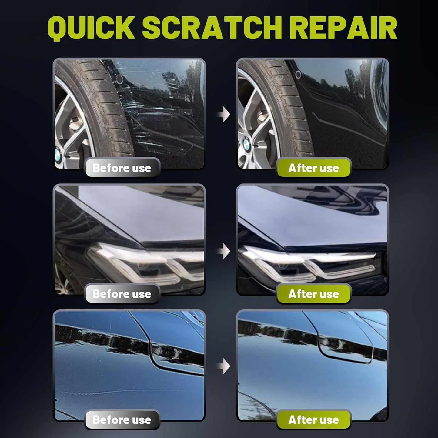 Upgraded Car Scratch Remover Kit, Scratch Remover for Vehicles ＆ Cars, Car Paint Scratch Repair, Polishing ＆ Rubbing Compound Paint Restorer with Applicator Pad, add Gloss ＆ Shine 16OZ, 1 Pack