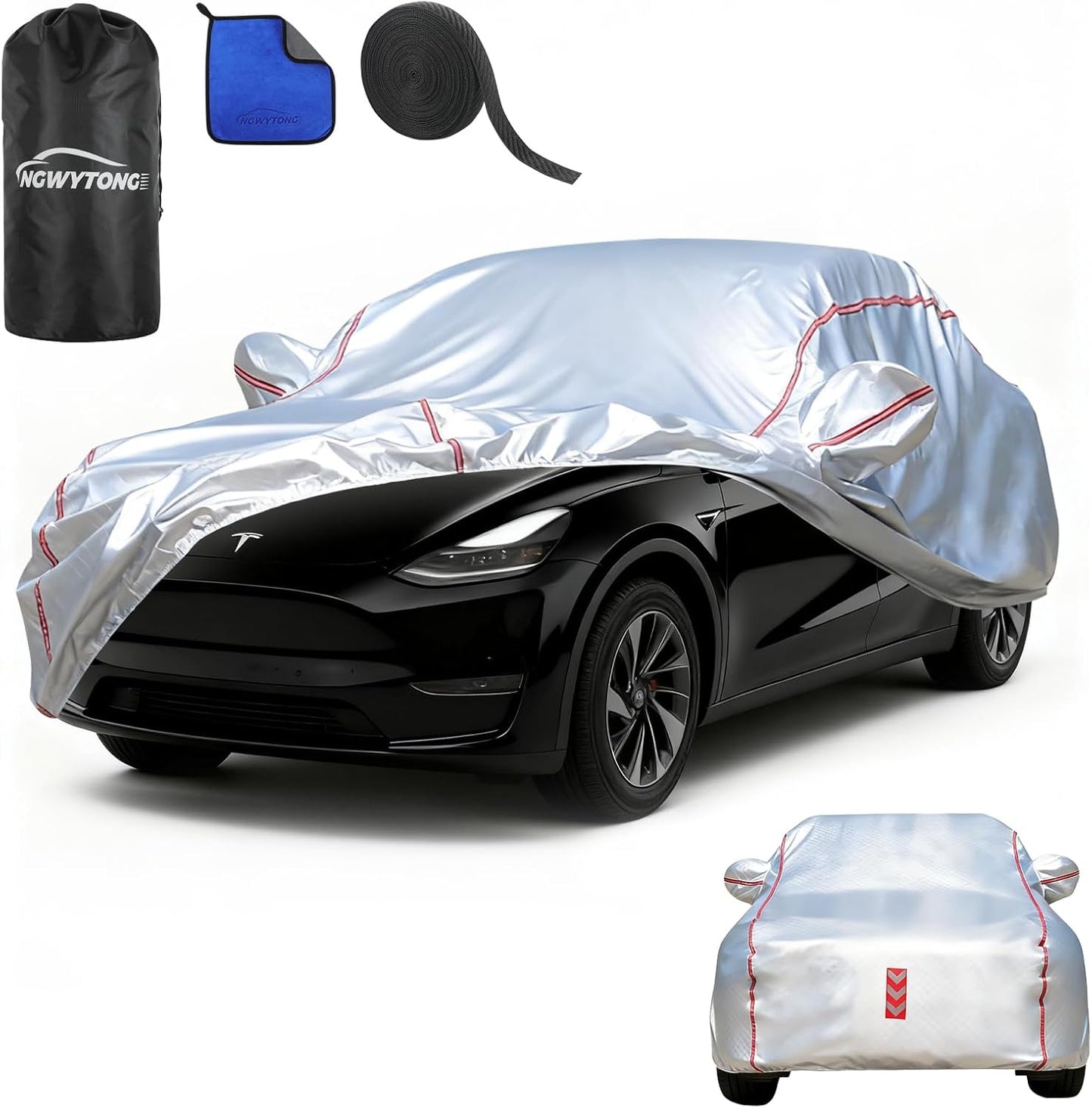 Car Cover for Sedan, Waterproof All Weather Heavy Duty, 360° Underbody Wrap Windproof Design, Quick Install Outdoor Vehicle Cover, Fits 186-193 in