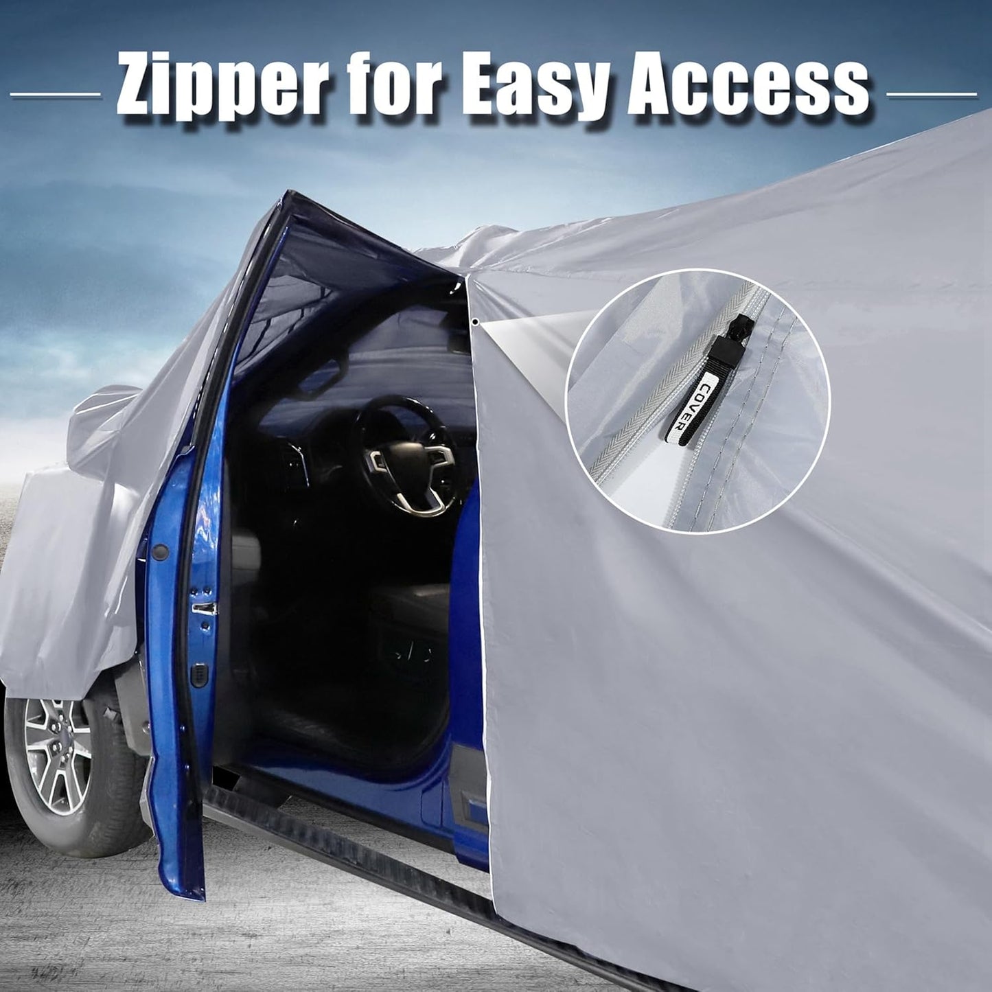 X AUTOHAUX SUV Car Cover for Chevrolet Tahoe 4 Door 2007-2024 Outdoor Waterproof Sun Rain Dust Wind Snow Protection 190T PU W/Driver Door Zipper Black