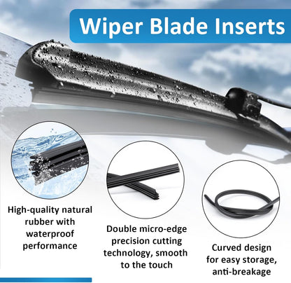 BFXM 4Pcs Wiper Blade Refill, 28 inch DIY Adjustable Universal Replacement Wiper Blade Refill Replacement for Front and Rear Windshield Wiper Baldes Rubber Strip for Car, Truck, SUV
