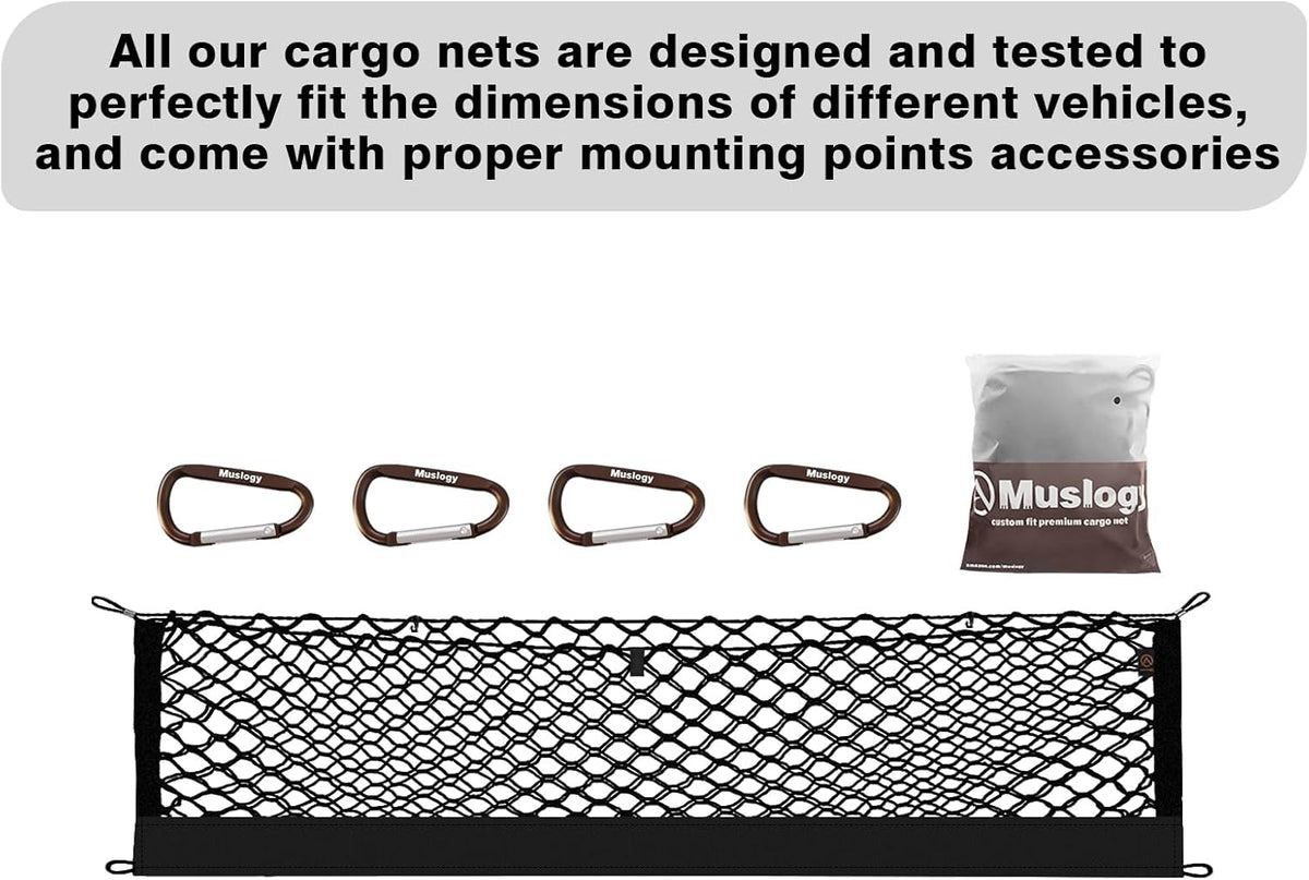 Muslogy Truck Bed Cargo Net Trunk Netting Compatible with 2023-2025 2026 Honda CR-V Accessories, Pickup Cargo Organizer SUV Sedan Storage Net w/Heavy Duty Carabiners - Colors B
