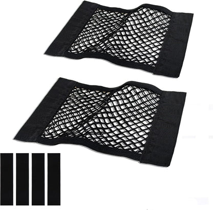 Universal Mesh Cargo Net for Car Trunk Storage,Elastic Small Automotive Cargo Net Pocket Wall Sticker Organizer Pouch Bag Storage for SUV,2 Pack with Tape Stickers