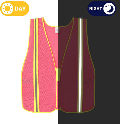 High Visibility Reflective Safety Vest for Men Women Class 2 Hi Vis Mesh Fabric Safety Work Jacket with Elastic Band