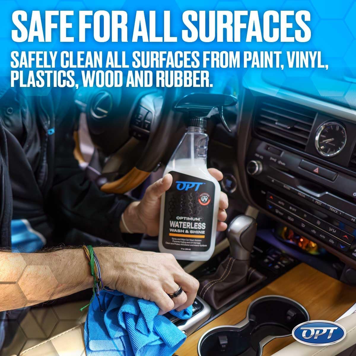 Optimum Waterless Wash and Shine - New Spray Waterless Car Wash with UV Protection, Interior and Exterior Car Cleaning Spray (17 oz.)