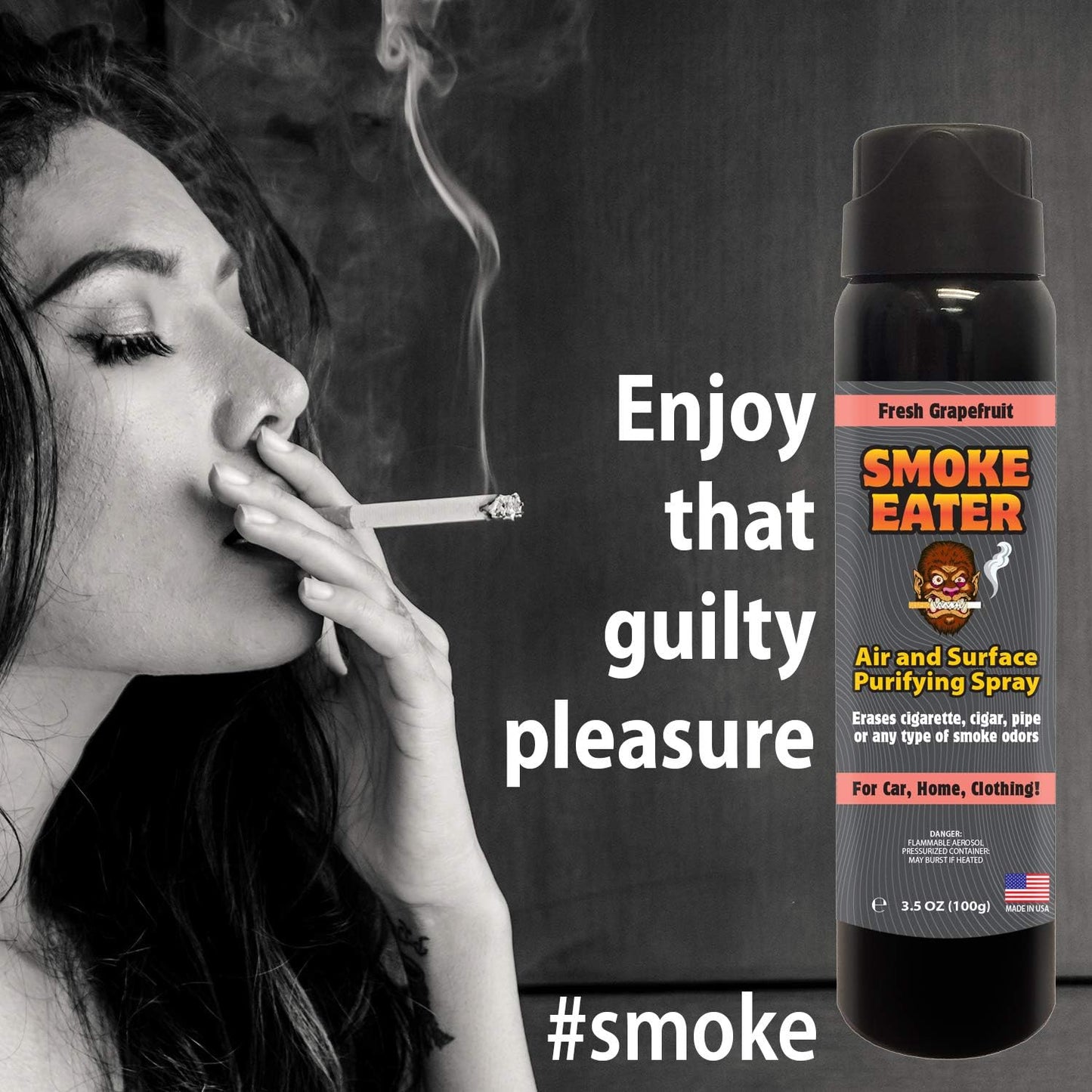 Smoke Eater Cigarette, Cigar, Cannabis & Tobacco Odor Eliminator Spray & Air Freshener for Car, Home, Clothes — Lavender, 4 oz Travel Size — Tea Tree Oil Formula, Non-Aerosol Pump Spray