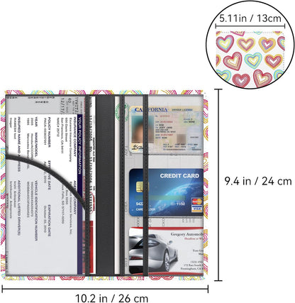 Car Registration and Insurance Holder, Premium Pu Leather Vehicle Glove Box Organizer - for Driver License, Cards & Essential Documents (L-Orange)