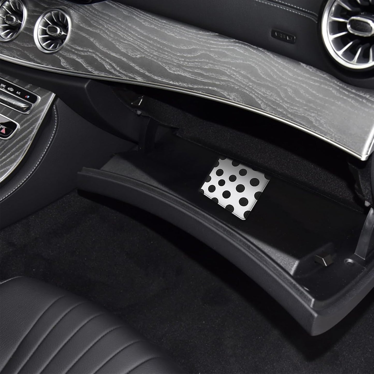 LumiMokki Car Registration and Insurance Holder, Leather Registration and Insurance Card Holder, Vehicle Glove Box Organizer - For Documents, Cards, License (Black)