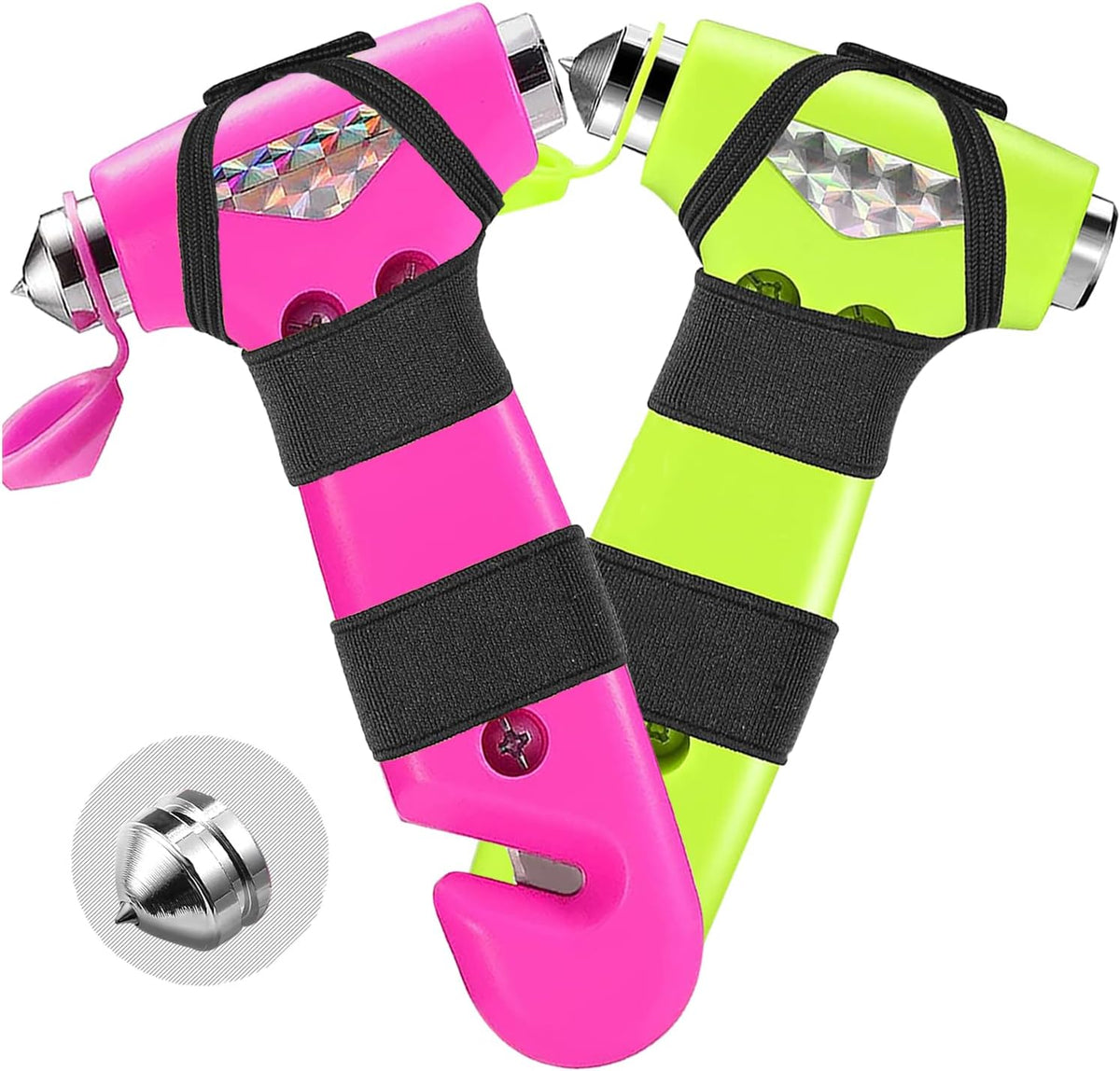 2 Pack Car Safety Hammer, 3-in-1 Emergency Escape Tool Window Breaker and Seat Belt Cutter with Light Reflective Tape for Family Safety Emergency Car Escape Tool