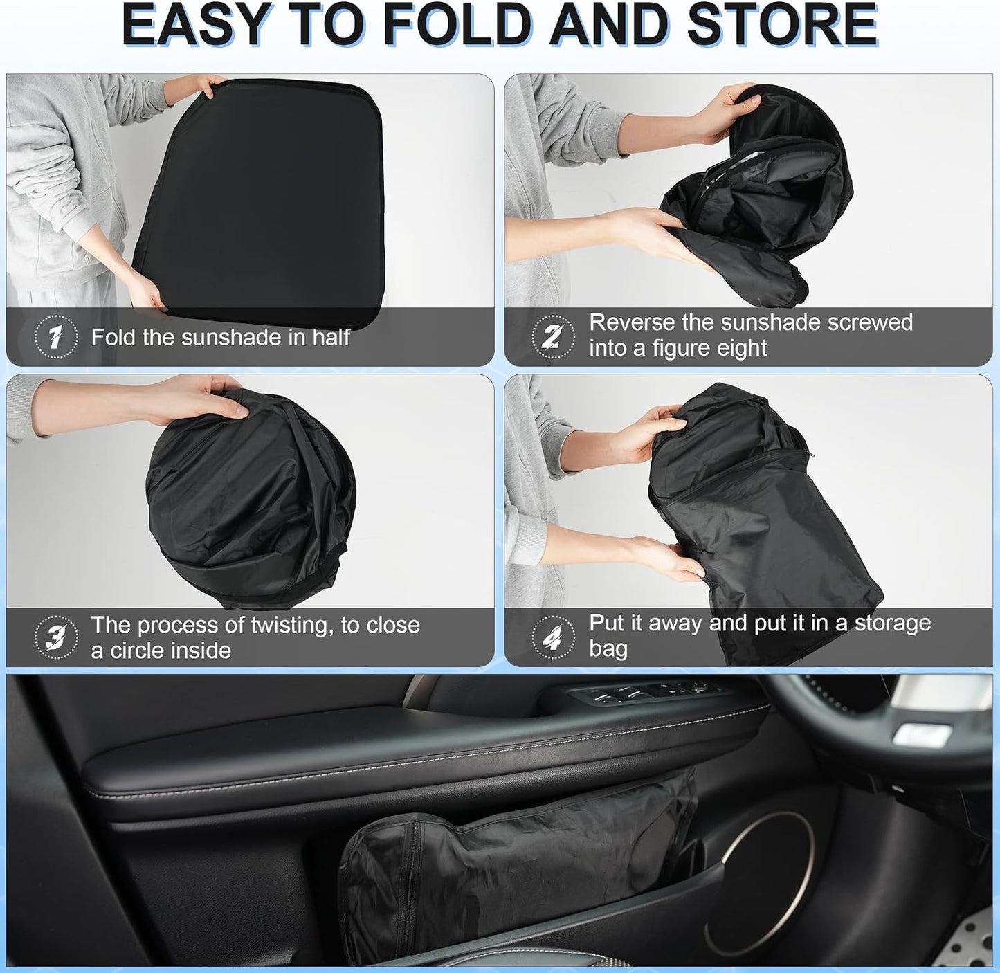 SINGARO 300T Universal Car Windshield Sun Shade, Foldable Reflective for Windshield & Window Shades with Overlapping Design, Car Interior Accessories (55" L x 26.7" W)