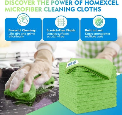 HOMEXCEL Microfiber Cleaning Cloth 12 Pack, 12.5 x 12.5 inch Microfiber Towels for Cars, Ultra Absorbent Washing Cloth, Lint Free Streak Free Cleaning Rags for Car, Kitchen, and Window (Grey)
