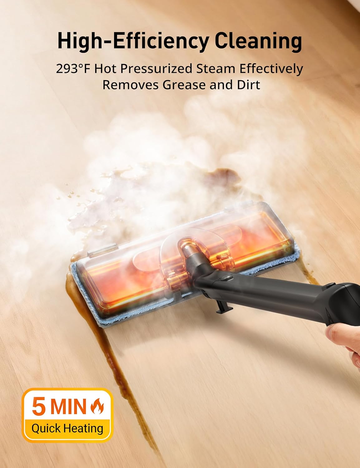 Aspiron Steam Cleaner, 293°F 58 PSI Powerful Multipurpose Handheld Steam Mop for Home Use, 21 Attachments, 50Oz Capacity, Heavy Duty Steamer for Carpets, Floors, Cars, Tiles, Crack Cleaning, Blue