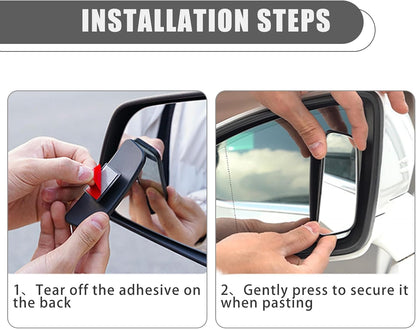 2-Pack Car Blind Spot Mirror, 3.7" x 1.4" Curved Wideangle, High-Definition Glass Adjustable Anti-Glare, Universal Car Side Mirror (Black)
