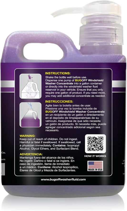 BUGOFF Windshield Washer Fluid Ultra-Concentrated (Professional 200+ Gallons)