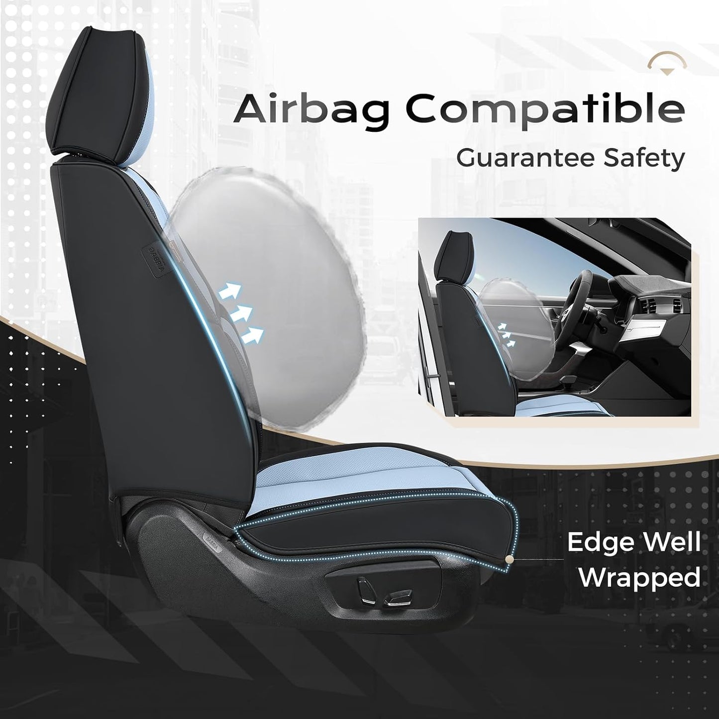 Coverado Seat Covers Full Set, Black Seat Covers for Cars 5 Seats, Car Seat Protector, Waterproof Nappa Leather Car Seat Cushion, Front and Rear Car Seat Cover Fit for Most Sedans SUV Pick-up Truck - Colors B