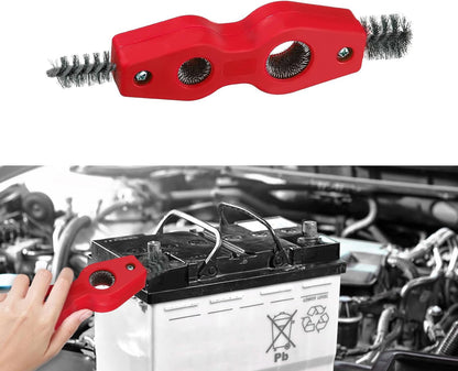 4 in 1 Car Battery Cleaning Brush, Battery Terminal Brush, Anti-Rust Auto Battery Cleaner with Steel Wire, Car Accessories Vehicle Machine Parts Cleaning Tools Fit for Auto Marine (Black)