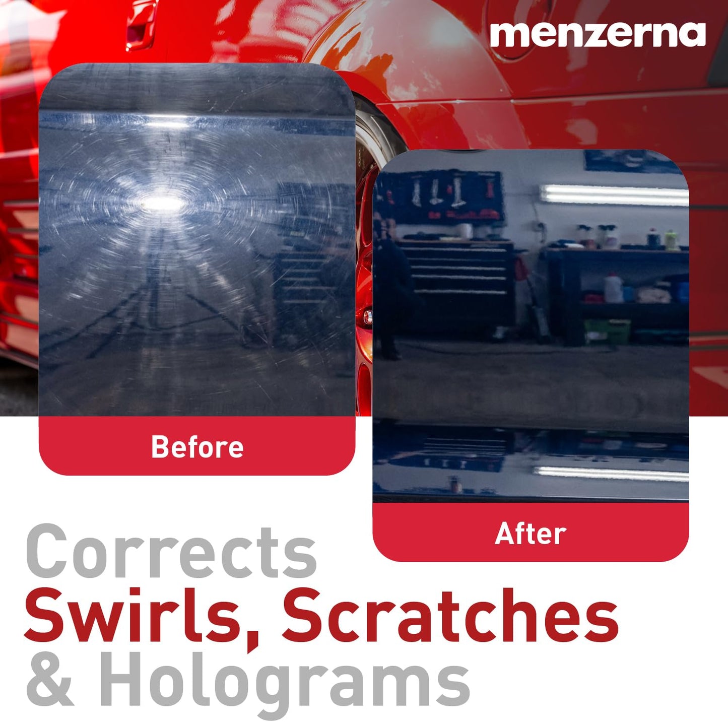 menzerna One-Step Polish 3in1 I Medium Cut Polish with High Gloss Finish & Seal in One I Buffing & Polishing Compound for Car Maintenance I Swirls, Holograms & Scratches I Car Body Repair I 8 fl oz.