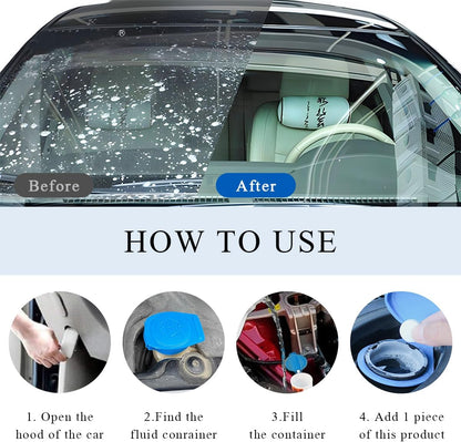 Yourkar 100 PCS Car Windshield Washer Tablets, Auto Glass Wiper Solid Cleaning Concentrated Tablets, Solid Effervescent Tablet for Cleaning Glass Window Surfaces, Car Accessories