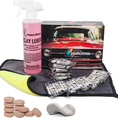 Car Clay Bars Auto Detailing 400g and Clay bar Lubricant Tablets 8 Pack(1pcs=16 oz) Clay bar kit,Include Portable Spray Bottle and Micro Fiber Towel,for Car Detailing Damage Free Cleaning