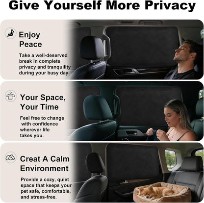 XCBYT Car Window Shades - 4 Pcs Car Privacy Curtains - 100% Block Light Car Window Covers - Magnetic Side Window Sun Shade Keeps Cooler for Breastfeeding, Taking a nap, Changing Clothes, Camping