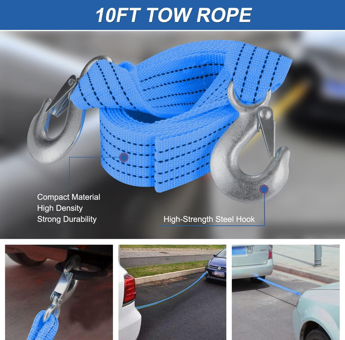 THINKWORK Car Emergency Kit for Teen Boy and Men's Gifts, Blue Emergency Roadside Assistance kit with 10FT Jumper, First Aid Kit, Safety Hammer, Tow Rope, and More Ideal Blue Car Accessories Tool
