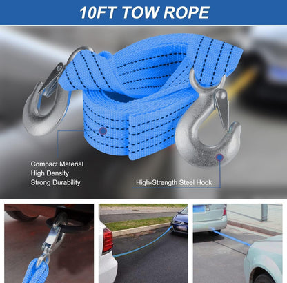 THINKWORK Car Emergency Kit for Teen Boy and Men's Gifts, Blue Emergency Roadside Assistance kit with 10FT Jumper, First Aid Kit, Safety Hammer, Tow Rope, and More Ideal Blue Car Accessories Tool