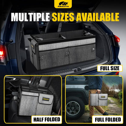 MIKKUPPA Car Trunk Organizer - 65L Collapsible Trunk Organizer with Lid, Sturdy Car Storage for SUV Auto Truck Van with Adjustable Straps and Non Slip Bottom (Black)