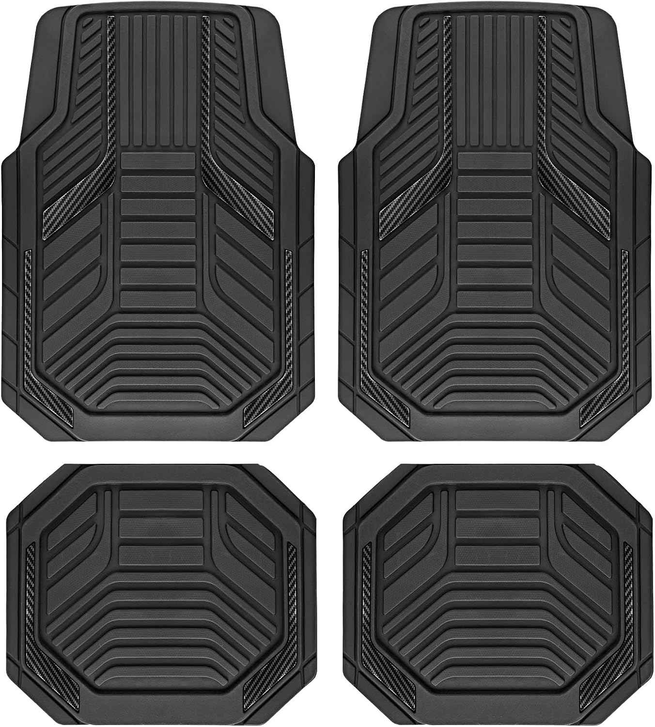 PIC AUTO Heavy Duty Rubber Floor Mats, Purple Aluminum Film Car Mats Set, Front and Rear Car Mats with Anti-Slip Backing, All Weather Protection, Trim-to-Fit for Automotive SUV, Sedan, Van