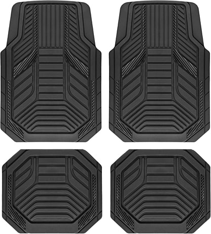 PIC AUTO Heavy Duty Rubber Floor Mats, Purple Aluminum Film Car Mats Set, Front and Rear Car Mats with Anti-Slip Backing, All Weather Protection, Trim-to-Fit for Automotive SUV, Sedan, Van