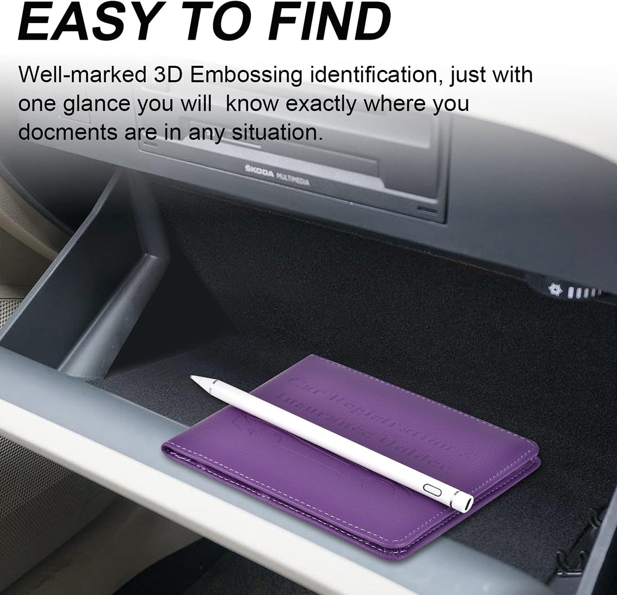 Car Registration and Insurance Holder, Car Accessories Vehicle Glove Box Car Organizer Women Wallet Case for Cards, Essential Document, Driver License by Cacturism, Pink | for Cards