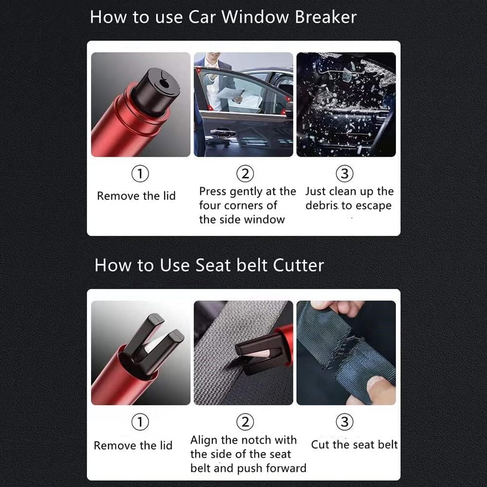HHXS Window Breaker Seatbelt Cutter,Upgraded Safe Hammer Glass Breaker Under Water,Car Safety Hammer Emergency Escape Tool Safehammer for New Cars Home-(2 Pcs Red)