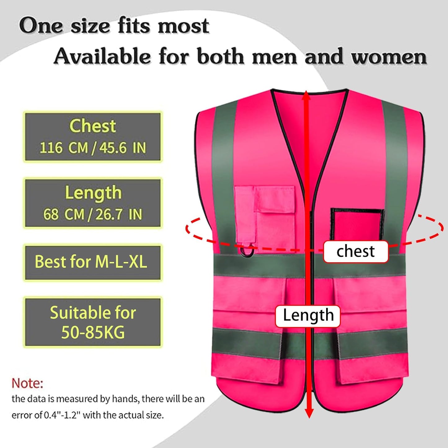 Safety Vests 20 Pack,Hi Vis Construction Vest with 5 Pockets and Zipper,Reflective Vest for Men Women Work One Size
