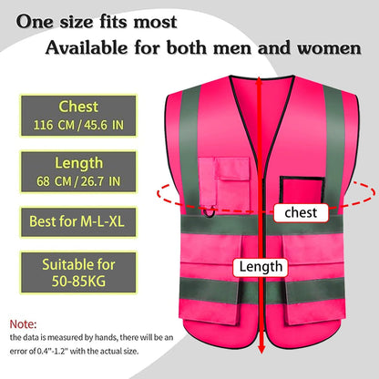 Safety Vests 20 Pack,Hi Vis Construction Vest with 5 Pockets and Zipper,Reflective Vest for Men Women Work One Size
