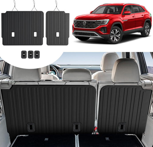 Floor Mats for 2018-2025 2026 Volkswagen Atlas 7 Passenger Bench Seating (Not for Cross Sport), All Weather TPE Durable Cargo Mat with Backrest Mats for VW Atlas Accessories