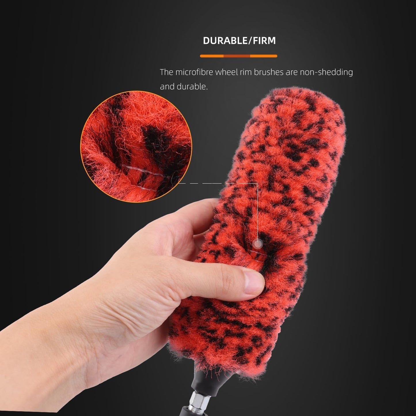 SPTA 1 Pc Soft Microfiber Extended Reach Rim Drill Wheel Brush,Microfibre Wheel Brush with 1 adddtional Drill Adapter for Electric Drill -BRFCD51