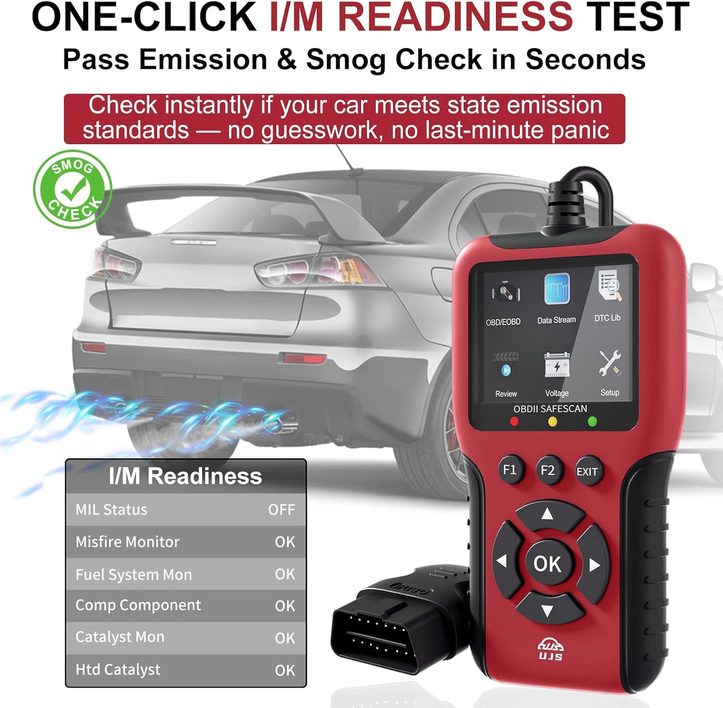 2026 Enhanced Universal OBD2 Scanner, Check Engine Code Reader - 65000+ Fault Codes, Live Data, I/M Readiness, Battery Voltage Check, Read & Clear Error Codes for All OBDII Protocol Car 1996+