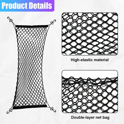 ZIMISI Car Cargo Net, Elastic Stretchable Car Trunk Cargo Storage Net with Hooks, Double-Layer Nylon Truck Organizer Mesh, Vehicle Interior Accessories for Most SUVs, Trucks (35.4x15.7 inch/90×40 cm)