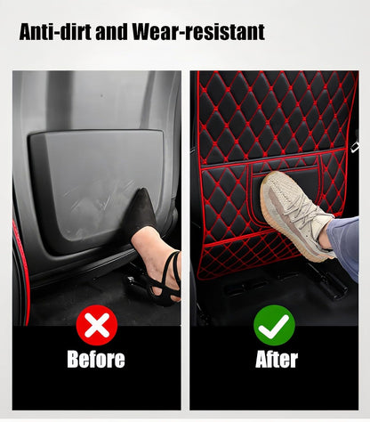 Leatherette Car Seat Protector - 2 Pack Large Car Kick Mats with Storage Pockets Organizer Seat Back Cover Against Dirty Shoes & Scratches, Universal Fit for Most Vehicles (Black)