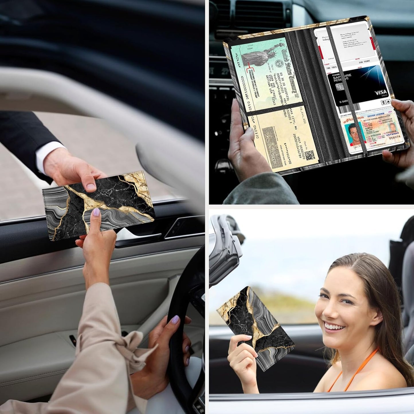 Car Registration and Insurance Holder，Colour Patterns Men Women Car License Document Registration and Insurance Card Holder