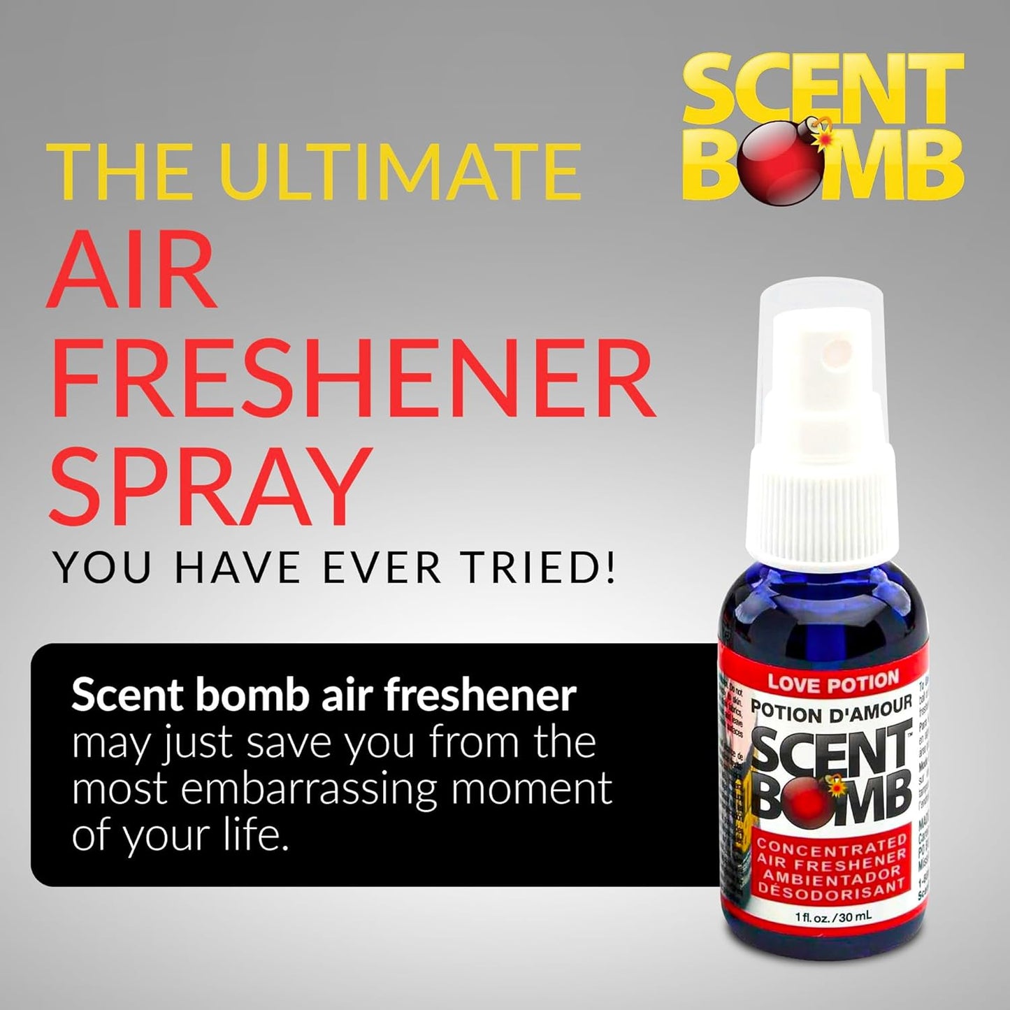 Scent Bomb Air Freshener Spray, Long-Lasting Odor Eliminator - Effective Deodorizer for Home & Car, Fresh Room Spray for Kitchen, Bathroom & Smell Neutralizer - 1 oz Pack of 4, Black Cherry Scent